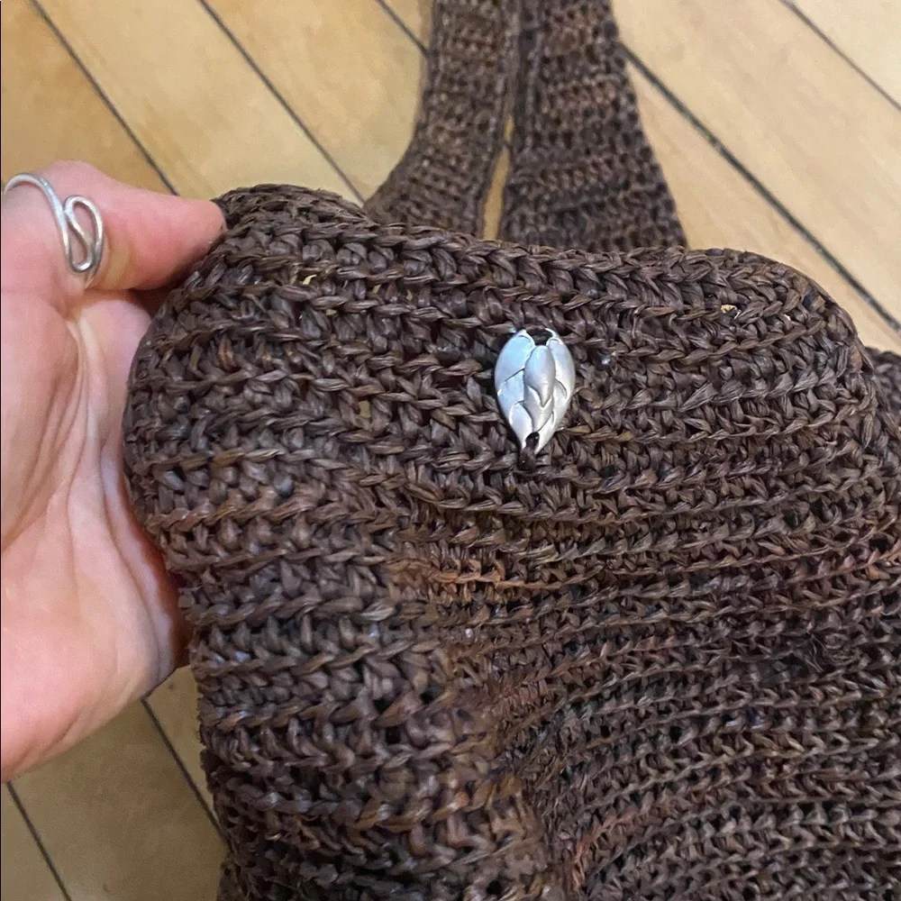 Helen Kaminski Australia 100% raffia Brown Sling woven bucket bag single strap - Picture 5 of 9